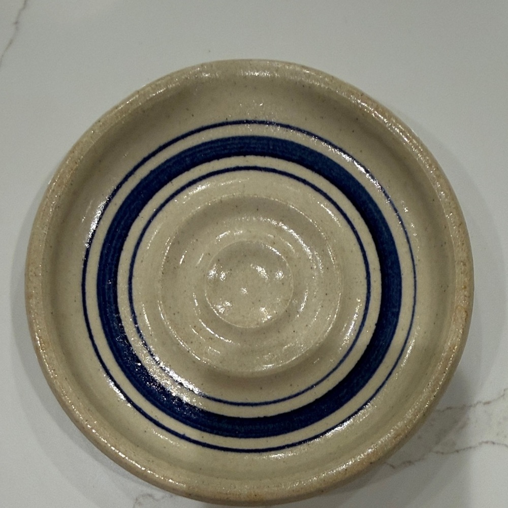 Nettlebed Pottery Farmhouse Blue Stripe Spoon / Ladle Rest